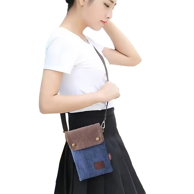 WITERY Small Canvas Crossbody Bags for Women Cute Cloth Purse Cellphone Crossbody Purse with Adjustable Shoulder Strap Mini Travel Shoulder Bag Phone Pouch Wristlet Wallet for Teen Girls - Image 2